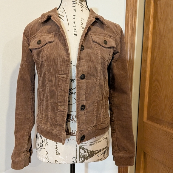 SO Jackets & Blazers - SO Brown Cognac Corduroy Cropped Button Front Jacket Size XS 70's Trucker
